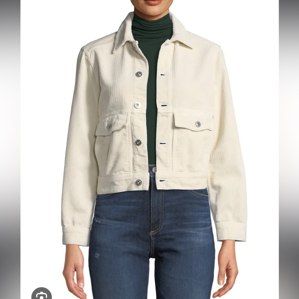 AG Adriano Goldschmied Evonne Button-Front Corduroy Jacket ivory